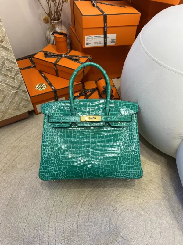 73ebe7b1709353a-jpg-1 UK London Hermes Shiny Porosus Crocodile Birkin 30CM O6 Vert Jade Gold Hardware