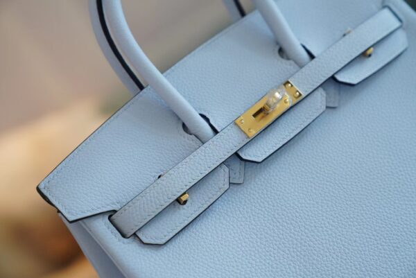 7421c8b98d4567b Full Handmade God Factory Bags Hermes Birkin 25CM T0 Blue Brume Togo Leather Gold Hardware