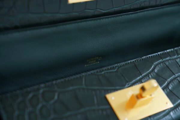 7433ed3d0142055 Hermes Kelly 24/24 Touch 29CM Taurillon Maurice/ Matte Crocodile 6O Vert Cypres Gold Hardware