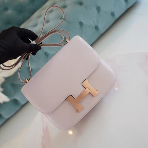 Canada Ottawa Hermes Constance Bag 19CM Chevre 09 Mauve Pale Rose Gold Hardware