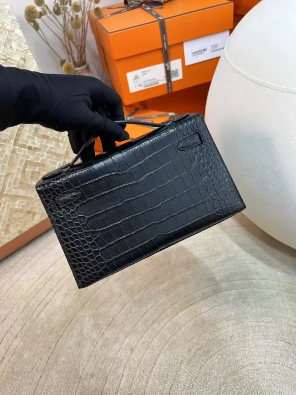 745f7dcea04f207-jpg Saudi Arabia Riyadh Hermes Kelly Pochette 22cm 89 Noir Matte Alligator Crocodile Silver Hardware