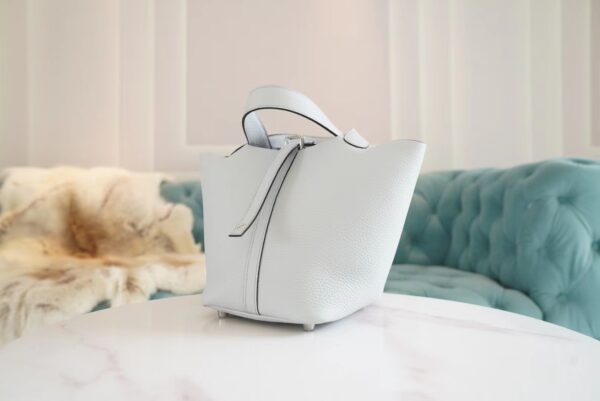 749beccafe17189 Stock God Factory Bags Hermes Picotin Bag18CM 08 Blue Pale Clemence Leather
