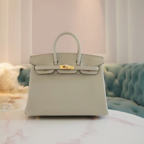 God Factory Bags Factory Hermes C80 Gris Pearl Togo Leather Birkin25CM Gold Hardware