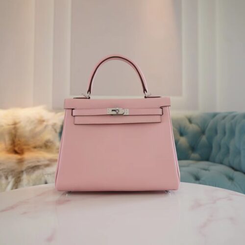 Qatar Doha Hermes Kelly 25CM Swift 3Q Rose Sakura Silver Hardware