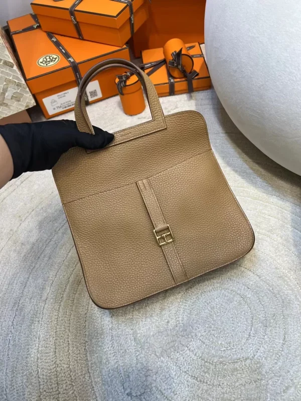 75ebaea2507699b-jpg Hermes Halzan 25CM 4B Biscuit / 3G Alezan Clemence Gold Hardware