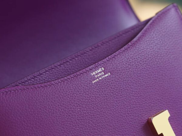 764c8b267105813 God Factory Bags Hermes P9 Anemone Evercolor Constance 19CM Gold Hardware