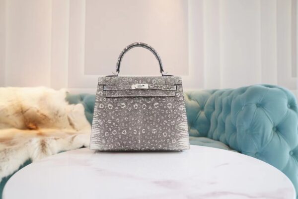 767e45f068d4d95-1 God Factory Bags Factory Hermes Kelly 25CM Ombre Lizard Leather Women’s Bag Silver Hardware
