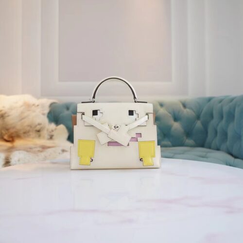 Wholesale Hermes I2 Nata Epsom Leather Kelly Doll Picto Tote Bag Silver Hardware