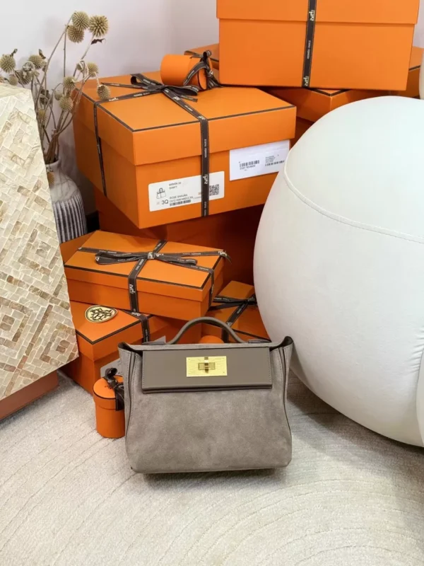 774f021ca5cf111-jpg New 18 Etoupe Suede Kelly 2424 Mini 21CM Gold Hardware