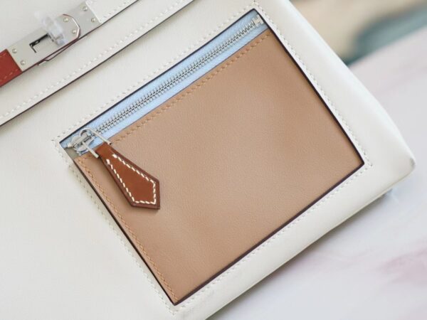 777dd3fadb46bd7 New God Factory Bags Factory Hermes Kelly25CM Colormatic Craie Swift Leather Silver Hardware