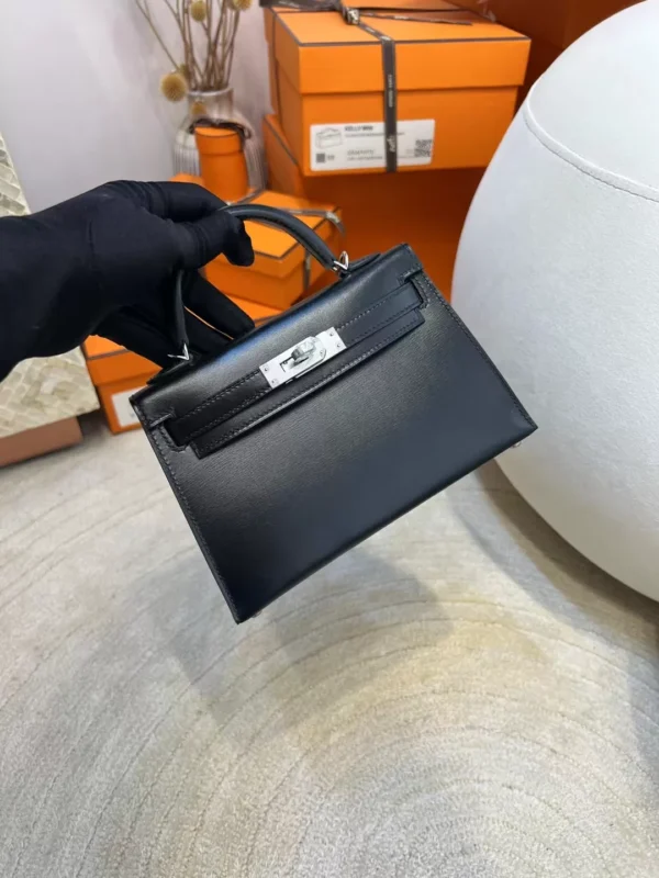 77bf6badb90f4ff-jpg-1 Taiwan Hermes Mini Kelly 19CM 89 Noir Box Leather Silver Hardware