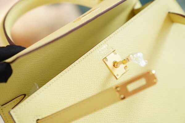 77ffeeab0640b4f Hand Stitch Hermes Kelly Bag25CM 1Z Joune Poussin Epsom Leather Gold Hardware