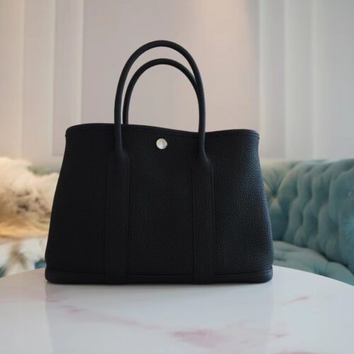 Sale God Factory Bags Hermes Garden Party30CM CK89 Black TC Leather Silver Hardware