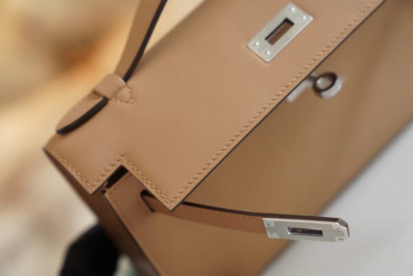 783e9bc5ebbca5f Full Handmade Hermes Kelly Pochette 22cm 0M Chai Swift Leather Silver Hardware