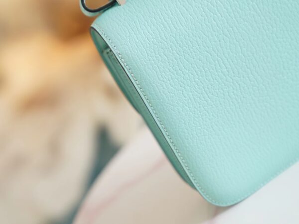 7853640b78db4a3 New God Factory Bags Hermes 79 Aqua Chevre Leather Constance 19CM Silver Hardware