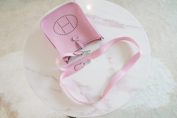 78c8931e183e31b Hermes Handmade Boutique X9 Mauve Sylyestre Clemence Leather Mini Evelyne Silver Hardware