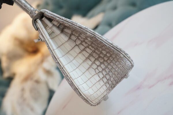 78ef669922d82e3 Full Handmade Hermes Himalaya Crocodile Kelly 25CM Women’s Bag Silver Hardware
