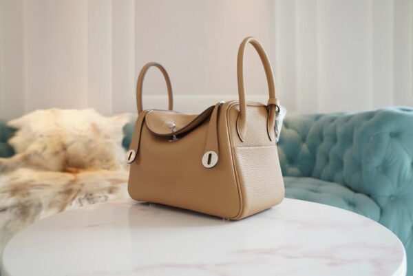 78f55f1ddc3be1a Full Handmade Hermes Lindy 26CM 0M Chai Clemence Leather Silver Hardware
