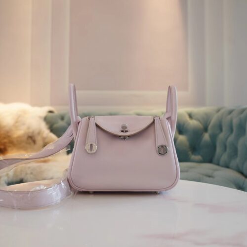 God Factory Bags Factory Hermes 09 Mauve Pale Mini Lindy 19CM Swift Leather Silver Hardware