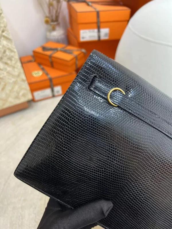 7915815469aa298-jpg New Arrival Lizard Leather Kelly Danse 22CM 89 Noir Gold Hardware