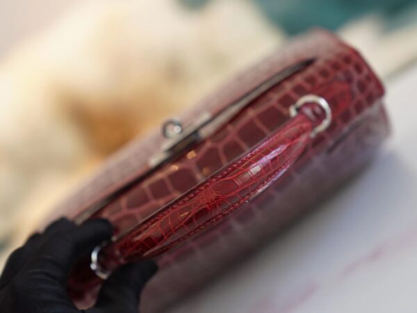 God Factory Bags Hermes Kelly 25CM 57 Bordeaux Shiny Aligator Crocodile Silver Hardware