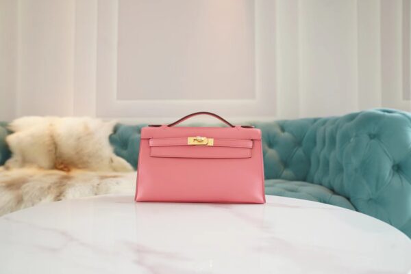 79201515fc9ab1c-1 God Factory Bags Hermes Kelly Pochette22cm K4 Rose D’ete Swift Leather Gold Hardware