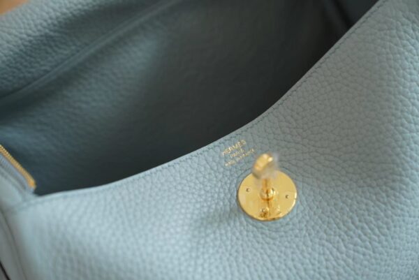 7965b1872b72d86 God Factory Bags Hermes J7 Blue Lin Clemence Lindy 26CM Shoulder Bag Gold Hardware