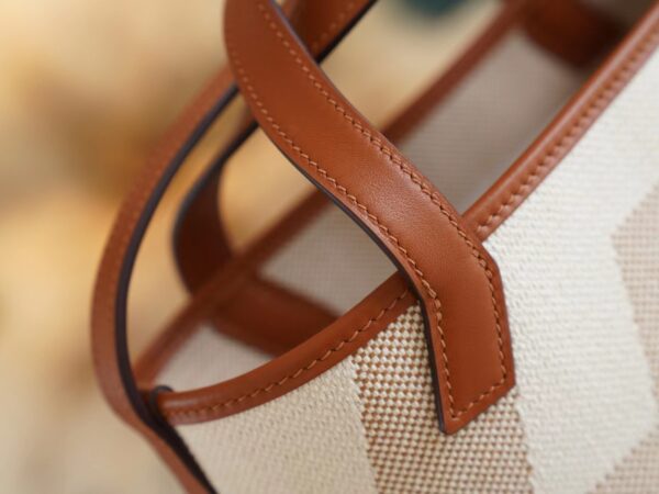 79f8f53cd0d1048 Lcmode Factory Hermes CK37 Gold H en Biais27 Canvas/Swift Leather Tote Bag