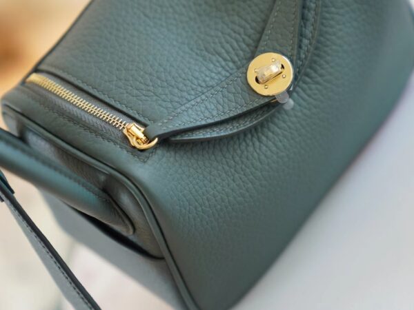 7a49aa1020081e6 God Factory Bags Hermes Factory 63 Vert Amande Clemence Leather Mini Lindy19CM