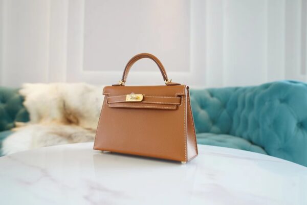 7a4f89ac6ad0b19 Full Handmade Hermes Mini Kelly19CM CK37 Gold Epsom Leather Gold Hardware