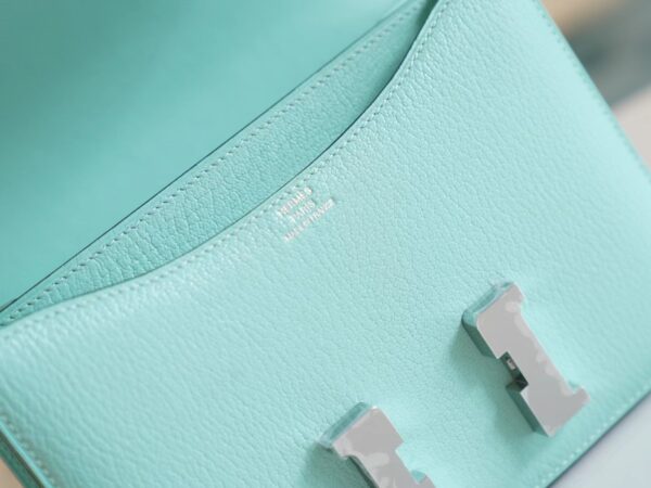 7afc8854806a206 New God Factory Bags Hermes 79 Aqua Chevre Leather Constance 19CM Silver Hardware