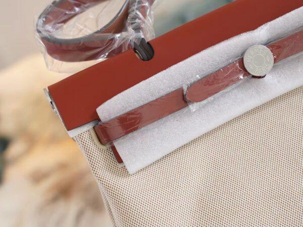 7b183fdde029271-1 God Factory Bags Hermes Beton Canvas / Rouge Casaque Herbag 31CM Silver Hardware
