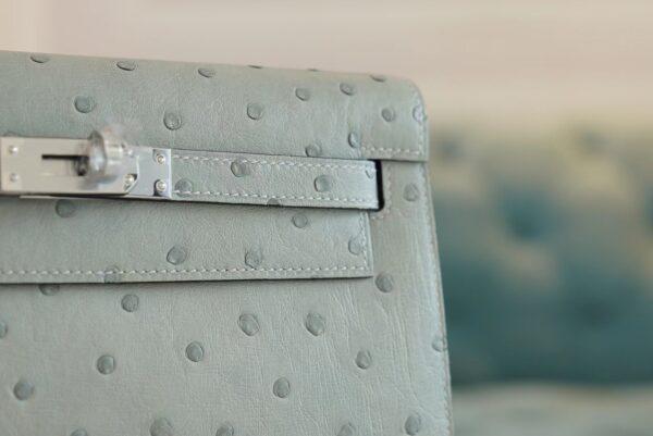 7b24267efd8cf4b Canada Ottawa Hermes Kelly Danse 22CM KK Ostrich 8U Blue Glacier Silver Hardware