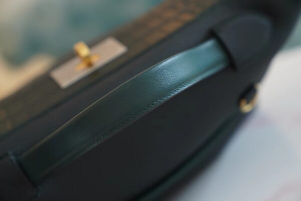 7b590c4120e814d Hermes Kelly 24/24 Touch 29CM Taurillon Maurice/ Matte Crocodile 6O Vert Cypres Gold Hardware