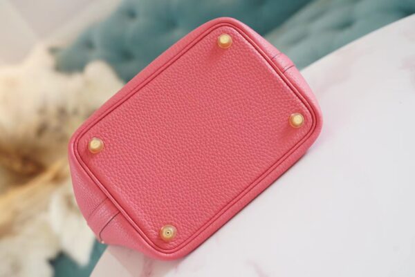 7b80678e548c70d Hermes Boutique 8W Rose Azalee Clemence Leather Picotin18CM Gold Hardware