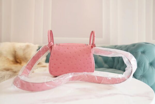 7c1fd5bce0ed094 Wholesale Hermes Mini Lindy19CM L4 Rose Bubble South Africa KK Ostrich Silver Hardware