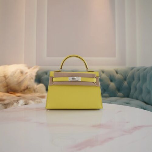 USA Los Angeles Hermes Mini Kelly 19CM Epsom 9R Lime Silver Hardware