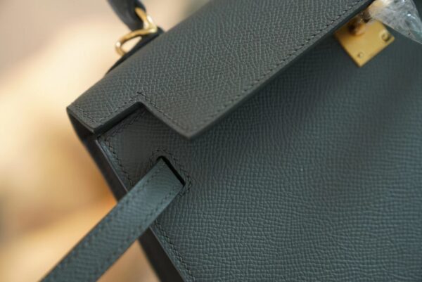7d011a28d263139 Full Handmade Hermes CK63 Vert Amande Kelly 25CM Epsom Leather Gold Hardware