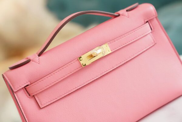 7d045c6721af68f God Factory Bags Hermes Kelly Pochette22cm K4 Rose D’ete Swift Leather Gold Hardware