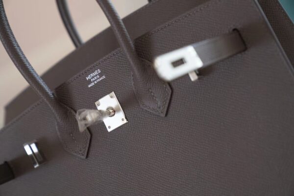 7d91b9c62370aa4 Full Handmade Hermes 8F Etain Epsom Leather Birkin25CM Silver Hardware