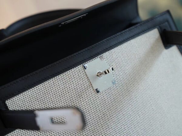 7da995241b42a64 Full Handmade Hermes Canvas/ Swift Kelly Sellier 28CM CK89 Nior Silver Hardware