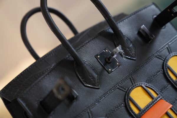 7daea47d68cc539 Wholesale Hermes Birkin House 20CM CK89 Black Four Leathers Black Hardware