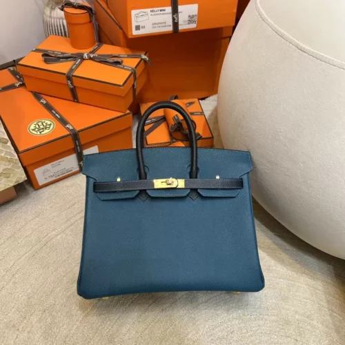Hermes Epsom Birkin 25CM 7P Blue De Presse/ 2Z Blue Nuit/ 89 Noir Gold Hardware
