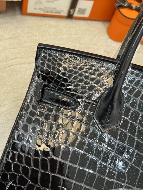 7e14bc14b464eae-jpg Hermes Boutique 89 Noir Birkin 30CM Shiny Porosus Crocodile Silver Hardware