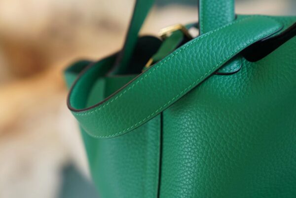 7e2985b1154c405 Full Handmade Hermes Picotin Bag18CM U4 Vert Vertigo Clemence Leather Gold Hardware