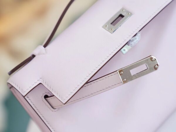 7ed7e38c682ad7c Sale Hermes Mini Kelly Pochette22cm 09 Mauve Pale Swift Leather Silver Hardware