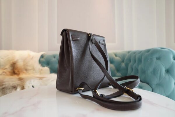 7ee7c5f2704b7aa Full Handmade Hermes Kelly Ado 22cm Backpack 46 Ebene Barenia Faubourg Gold Hardware