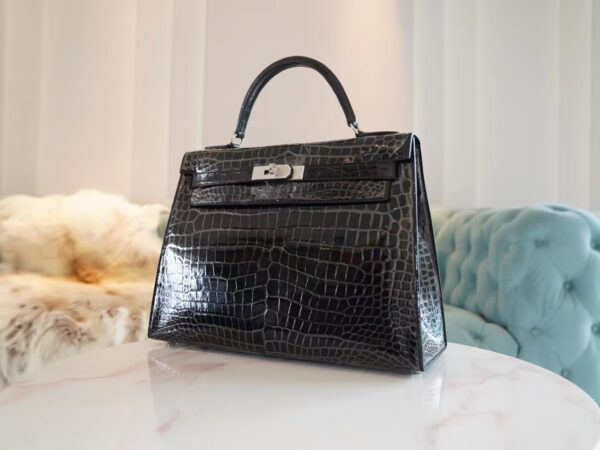 7f1994e0ba9dd12 God Factory Bags Factory Hermes HCP Shiny Porosus Kelly Sellier 32CM CK89 Nior