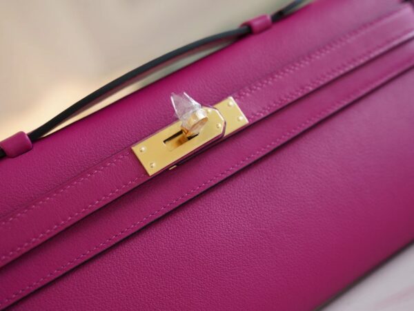 7f5bdd19732b134 God Factory Bags Hermes Swift Leather Kelly Cut 31CM L3 Rose Purple Gold Hardware