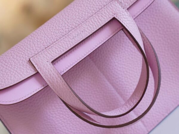 7f7cb50d687ed99 Hand Stitch Hermes Halzan25CM Bag X9 Mauve Sylyestre Clemence Leather Silver Hardware